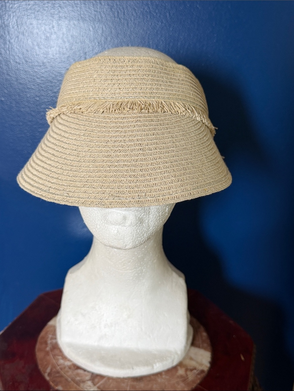 Women’s  Tommy Bahama Straw Sun Visor with Frayed Band Velcro Adjustable Strap